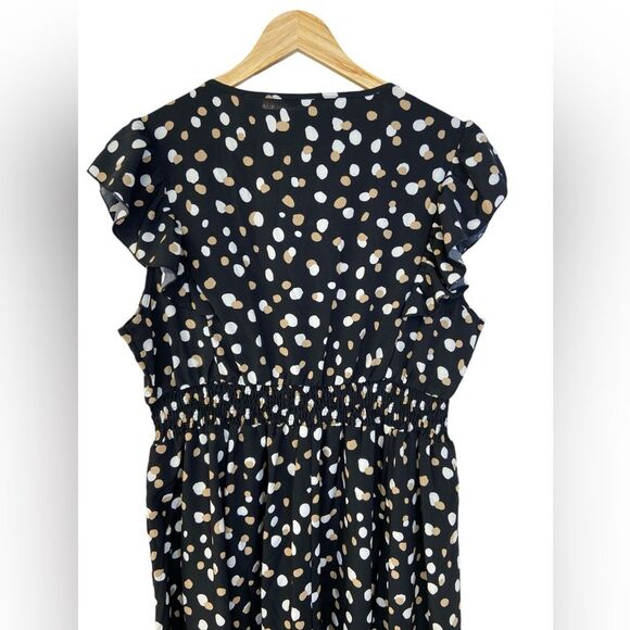 BloomChic Fit and Flare Black, Gold, and Ivory Polka Dot Dress. Size 14/16 - Picture 5 of 8
